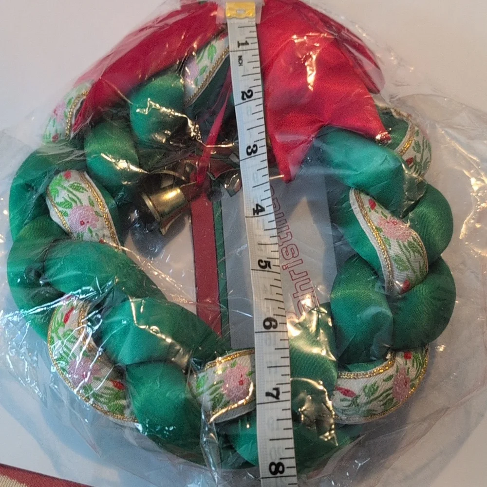 80s 90s Vintage Satin‎ Floral Braided Christmas Holiday Wreath Decor NIP